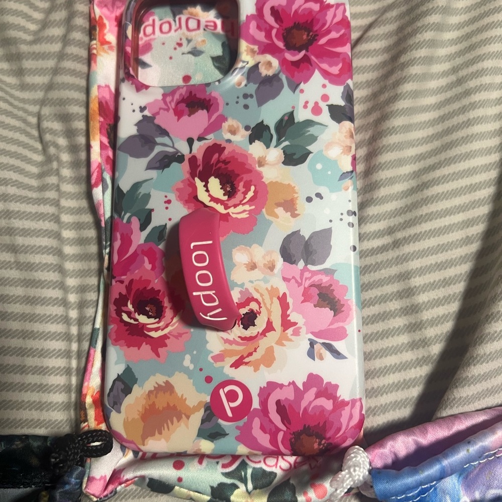 Loopy Case Floral Phone Case with Pink Loop